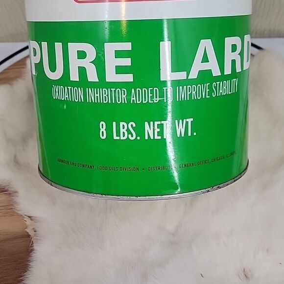 ARMOUR Pure Lard Paint Can Style Tin vintage Advertising Green and white - Picture 6 of 8